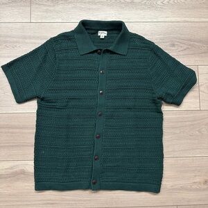 JCREW Dark Green Button-Up Knit Shirt